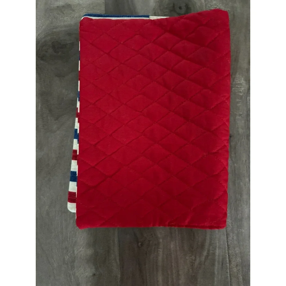 Handmade Vintage Quilted Bible Cover Cross Jesus Strong Red white blue
